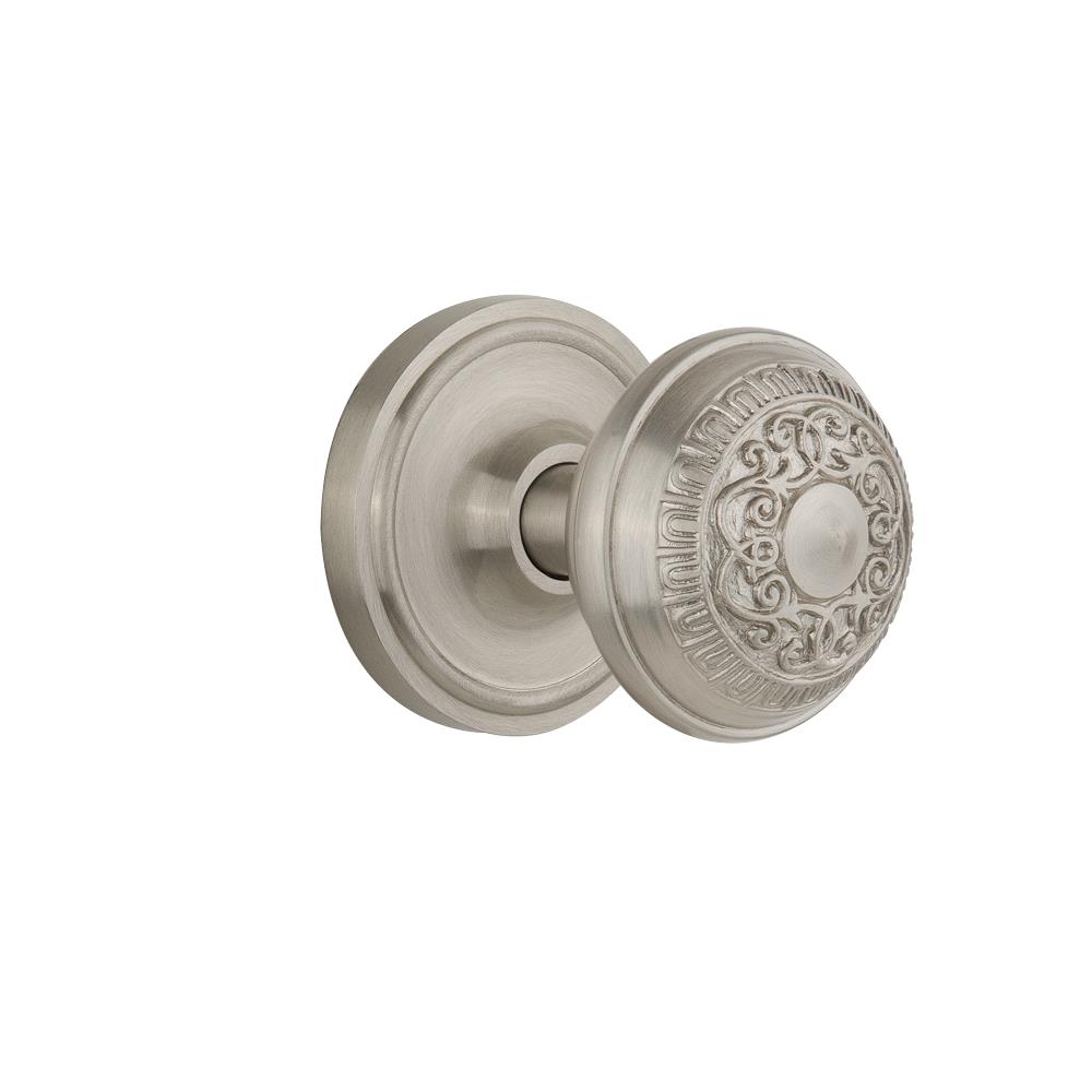 Nostalgic Warehouse CLAEAD Privacy Knob Classic Rosette with Egg and Dart Knob in Satin Nickel